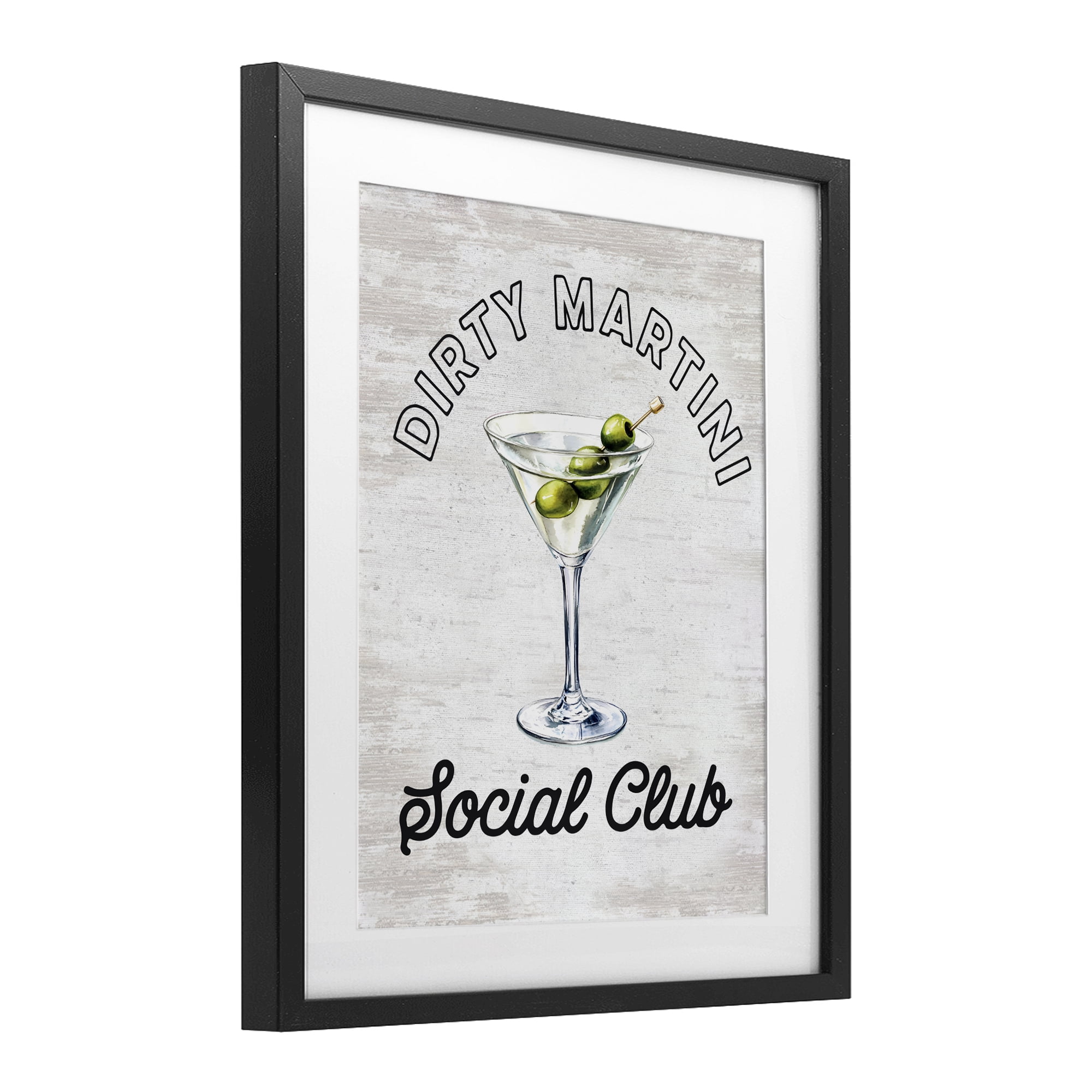 Stupell Industries Dirty Martini Social Club Black Framed Print Under Glass, design by Lettered and Lined