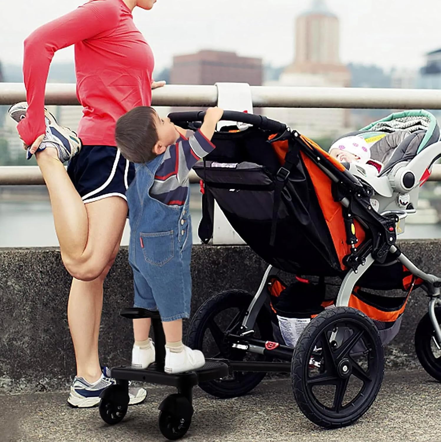 Toddlers Stroller Board Attachment Baby seat with Detachable - 2 in1 Sit and Stand up Buggies and Prams Toddler to Ride - Black