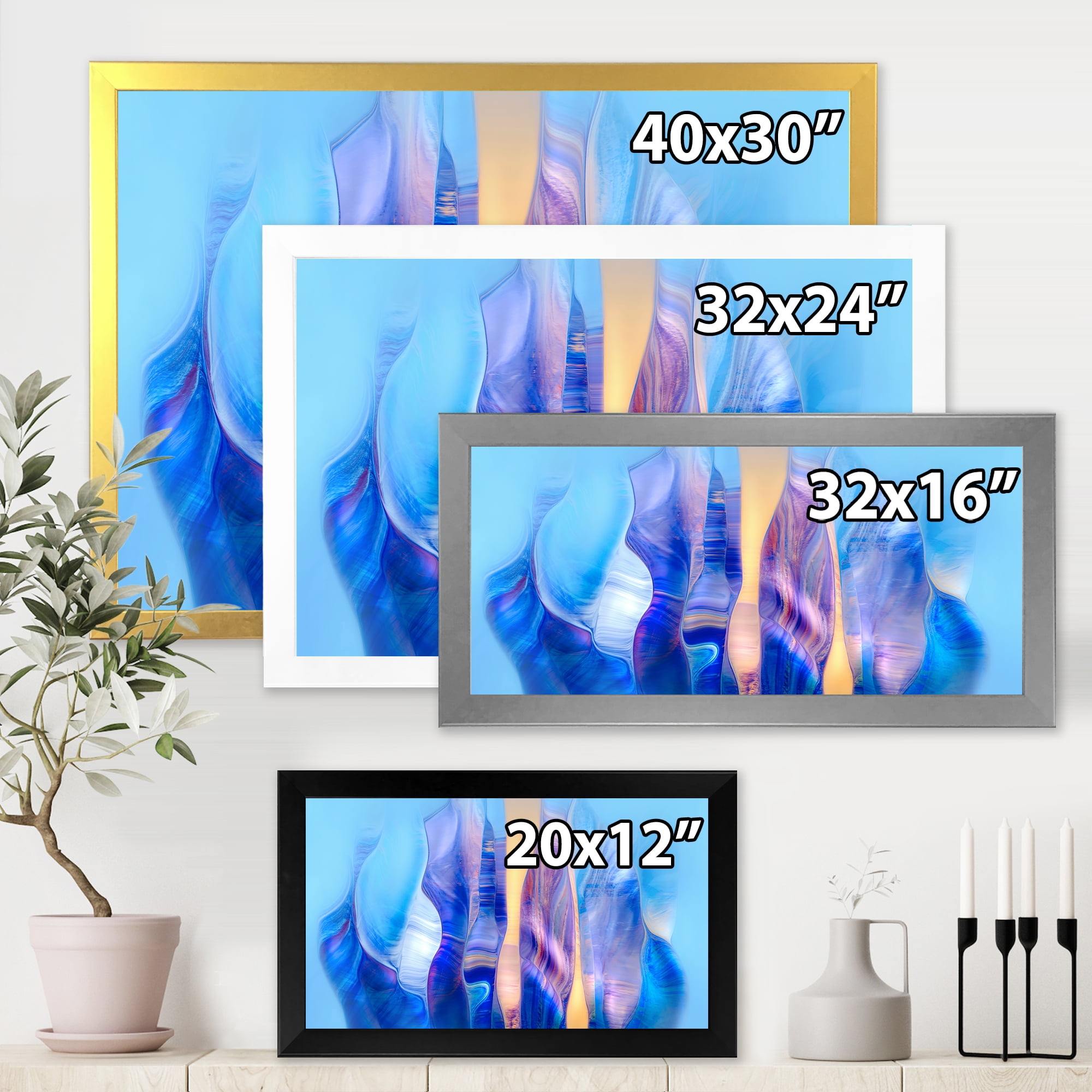 Designart 'Abstract Colorful Twisted Wavy Shape In Motion' Modern Framed Art Print