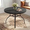 thumbnail image 6 of CHINNLUU 41” Patio Outdoor Dining Table, Wood-Grain Patio Round Table with Umbrella Hole, All-Weather Metal Dining Table for Party, Lawn & Garden, 6 of 11