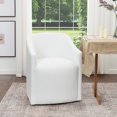 thumbnail image 5 of KINWELL 25" Wide Upholstered Dining Chairs with Casters, No Assembly Modern Performance Fabric Barrel Back Rolling Dining Armchair for Kitchen Dining Room (White), 5 of 10