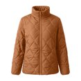 thumbnail image 7 of hoksml Women’s Stand‑Collar Diamond Quilted Jacket, Zip‑Up Lightweight Outer Coat, 7 of 7