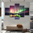 thumbnail image 3 of TISHIRON 5PCS Framed Aurora Borealis Landscape Theme Canvas Wall Art Set,50"x24" Jokulsarlon lagoon Aurora Wall Canvas Art Decor, 3 of 7