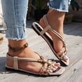 thumbnail image 3 of Dakaela Women's Boho Flat Sandals Ankle Strap Square Open Toe Braided Orthopedic Sandal Beach Vacation Dressy Summer Walking Shoes Beige Size 6.5, 3 of 6