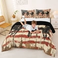 thumbnail image 3 of Manfei Southwestern Cowboy Queen Comforter Set,Grunge American Flag Comforter Sets Queen,Black Reversible,3 Pieces,1 Comforter and 2 Pillowcases, 3 of 7