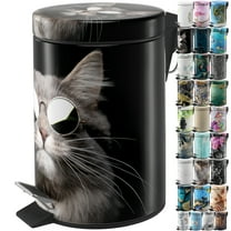 Sanilo Trash Can 1.3 Gallon with Soft Close, Many New Cosmetic and Kitchen Waste Bins Available, Bathroom Bin with Inner Bucket (Cool Cat)