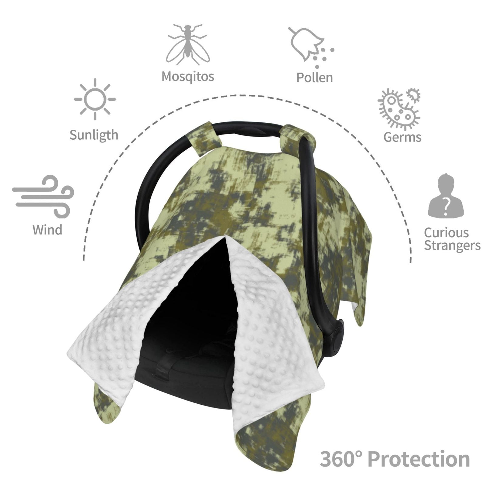 Car Seat Cover Baby - green Camouflage pattern Breathable Infant Car Seat Cover for Baby Carseat, Lightweight Comfort Baby Essentials Must Haves Newborn Stuff for Girl Boy