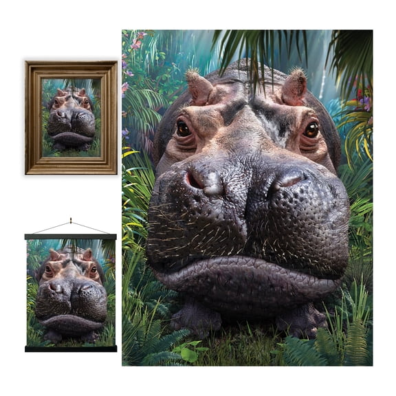 3D LiveLife Lenticular Wall Art - Close Encounter Hippo Poster by David Penfound Unframed Decor