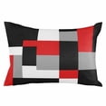 thumbnail image 2 of Red Black Grey Geometric Throw Pillow Cover, Pillowcase Protectors with Zipper, Breathable Decorative Lumbar Pillow Case Cover, Modern Abstract Art Luxury Pillow Shams for Couch Sofa 16x24Inch, 2 of 8
