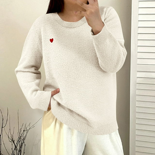 Ailaofu Fuzzy Soft Sweaters Oversized Solid Sweaters Crewneck Knit Casual Pullover 2026 Trendy Outfits