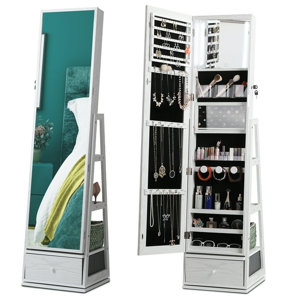 Nicetree 360° Swivel Jewelry with Full Length Mirror & Inside