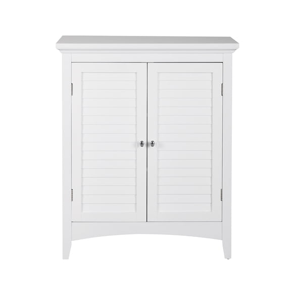 Teamson Home Glancy Freestanding Two-Door Floor Accent Cabinet with Faux Louvered Doors, White