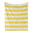 thumbnail image 1 of Yellow Chevron Soft Flannel Fleece Throw Blanket, Old Fashioned Sharp Zigzag Stripes Geometric Sunny Summer Motif, Cozy Plush for Indoor and Outdoor Use, 50" x 70", Earth Yellow White, by Ambesonne, 1 of 6