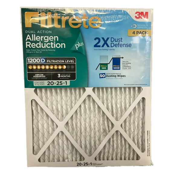 4 Pack Filtrete Allergen Reduction Filters 20x25x1