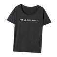 thumbnail image 3 of Camiseta de mujer con cuello redondo, suave y elegante, cuello redondo, ropa de calle, camisetas de verano para XL, 3 of 8