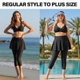 thumbnail image 6 of Ocean Blues Women's 22" High Waisted Swim Leggings with Skirt Women Swimming Pants Capris Swimsuit High Waisted Swimwear Tights, 6 of 8