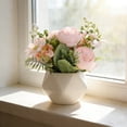 thumbnail image 4 of Artificial Peony Flower Arrangement in Ceramic Pot - Realistic Silk Centerpiece for Table, Office, or Home Decor Gift, 4 of 8