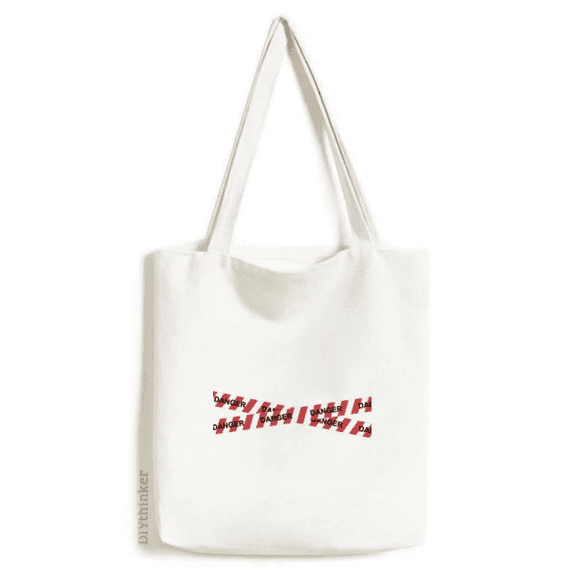 Logo Danger Line No Entry Tote Canvas Bag Shopping Satchel Casual Handbag