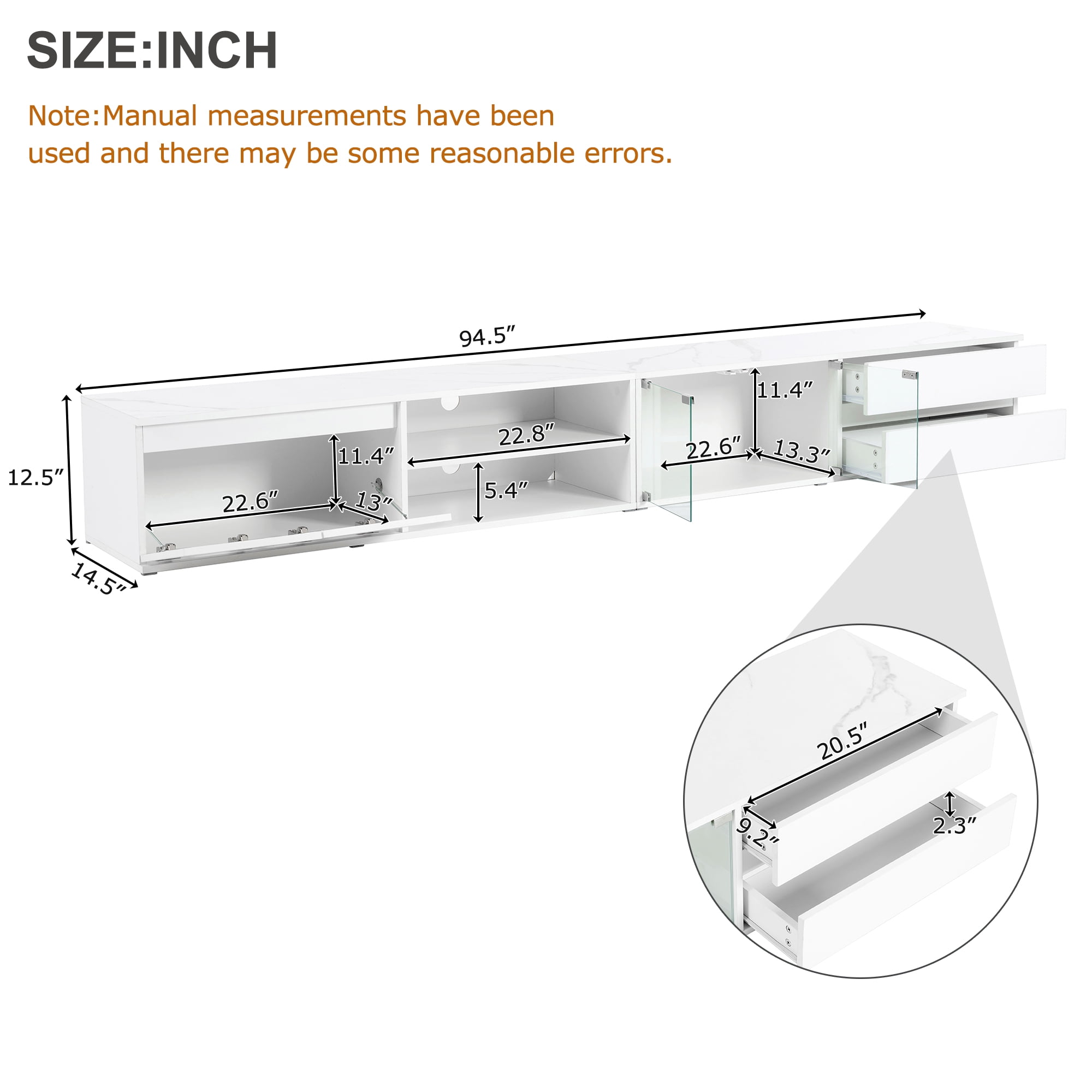 Aukfa Modern APP Controlled LED TV Stand for TVs Up to 105" for Living Room,White