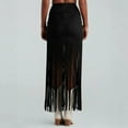 thumbnail image 4 of AUNVITO Women's High Waist Maxi Skirt Slim Fit Long Length with Fringe Hem Suede Look Casual Elegant, 4 of 7