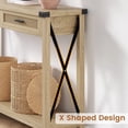 thumbnail image 6 of Towallmark 43" Rattan Console Table, Boho Entryway Table With Storage Drawers, Living Room Hallway Foyer Accent Table, Burlywood, 6 of 7