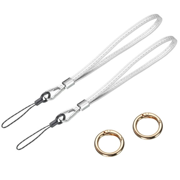 Uxcell 2 Pcs Leather Wristlet Strap Wrist Lanyard Straps for Clutch Cellphone Keychain Wallet Purse, Silver