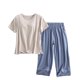thumbnail image 1 of Set de Lavado Corporal para Mujeres Casual Suelto con Cojín de Pecho Cuello Redondo Conjunto de Pantalones Cortos de Manga Corta, Traje de Dos Piezas para Diario, 1 of 6