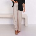thumbnail image 2 of Pantalones De Pierna Ancha Pantalones De Cintura Alta Cómodos Elásticos Acanalados De Moda para Viajes En Casa Oficina Compras Albaricoque S, 2 of 7