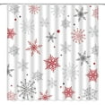 thumbnail image 2 of Christmas Snowflake Shower Curtain Winter Snowy Red Gray Merry Christmas Holidy Fabric Bathroom Curtain Set with Hooks(70" Wx84 H), 2 of 4