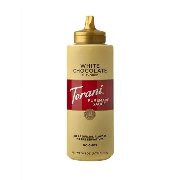 Torani Puremade White Chocolate Flavoring Sauce, All-Natural Gourmet Dessert & Coffee Topping, 12 fl. oz (355 ml) Squeeze Bottle