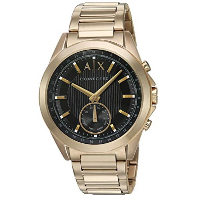 armani exchange men's hybrid smartwatch, gold-tone stainless steel, 44 ...