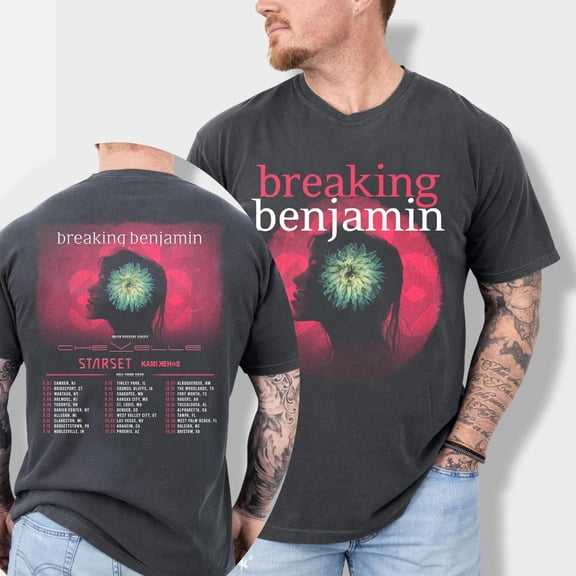 LOVETEE Breaking Benjamin Tour 2026 T-Shirt, North American Tour Band Tee, Vintage Rock Music Shirt Gift, Black S