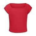 thumbnail image 3 of Landzoo Girls T Shirt Solid Color Short Sleeve Square Collar Shirt Summer Cozy Soft Toddler Kids Girls Tees Size 4-5 Years Red, 3 of 9