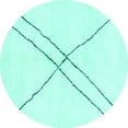 thumbnail image 1 of Ahgly Company Indoor Round Solid Turquoise Blue Modern Area Rugs, 7' Round, 1 of 4