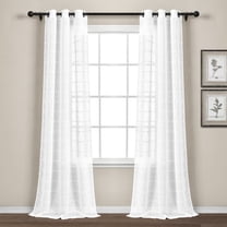 Lush Decor Farmhouse Textured Sheer Collection Farmhouse White Textured Grommet Sheer Curtain Sets, 38" x 84" (2 Panels)