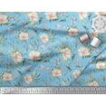 thumbnail image 3 of Soimoi Blue Cotton Duck Fabric Leaves & Peony Floral Print Fabric by the Yard 56 Inch Wide, 3 of 3