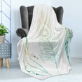 thumbnail image 4 of Peacock Soft Flannel Fleece Throw Blanket, Aesthetic First Nations Feather and Peacock Tail Traditional Design Print, Cozy Plush for Indoor and Outdoor Use, 50" x 70", Mint Green Yellow, by Ambesonne, 4 of 5