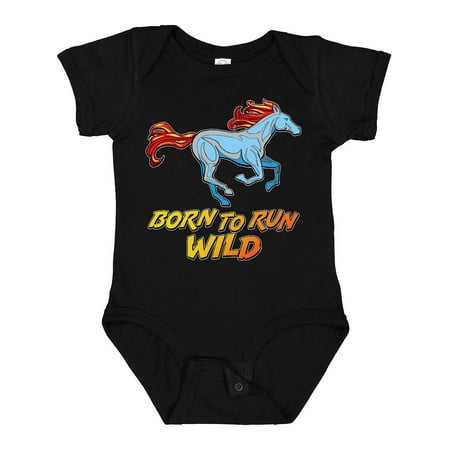 

Inktastic Born to Run Wild- galloping horse Boys or Girls Baby Bodysuit