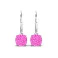 thumbnail image 3 of Rosec Jewels Cushion Cut Lab Created Pink Sapphire Solitaire Drop Earrings for Women (8 mm), 10K White Gold, 3 of 6