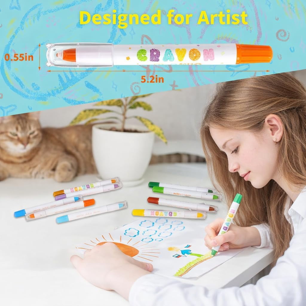 36 Color Silky Twistable Crayons for Artist, Washable Art Supplies, Multicultural Pastel Gel Crayons, Easy Grip Coloring Gift