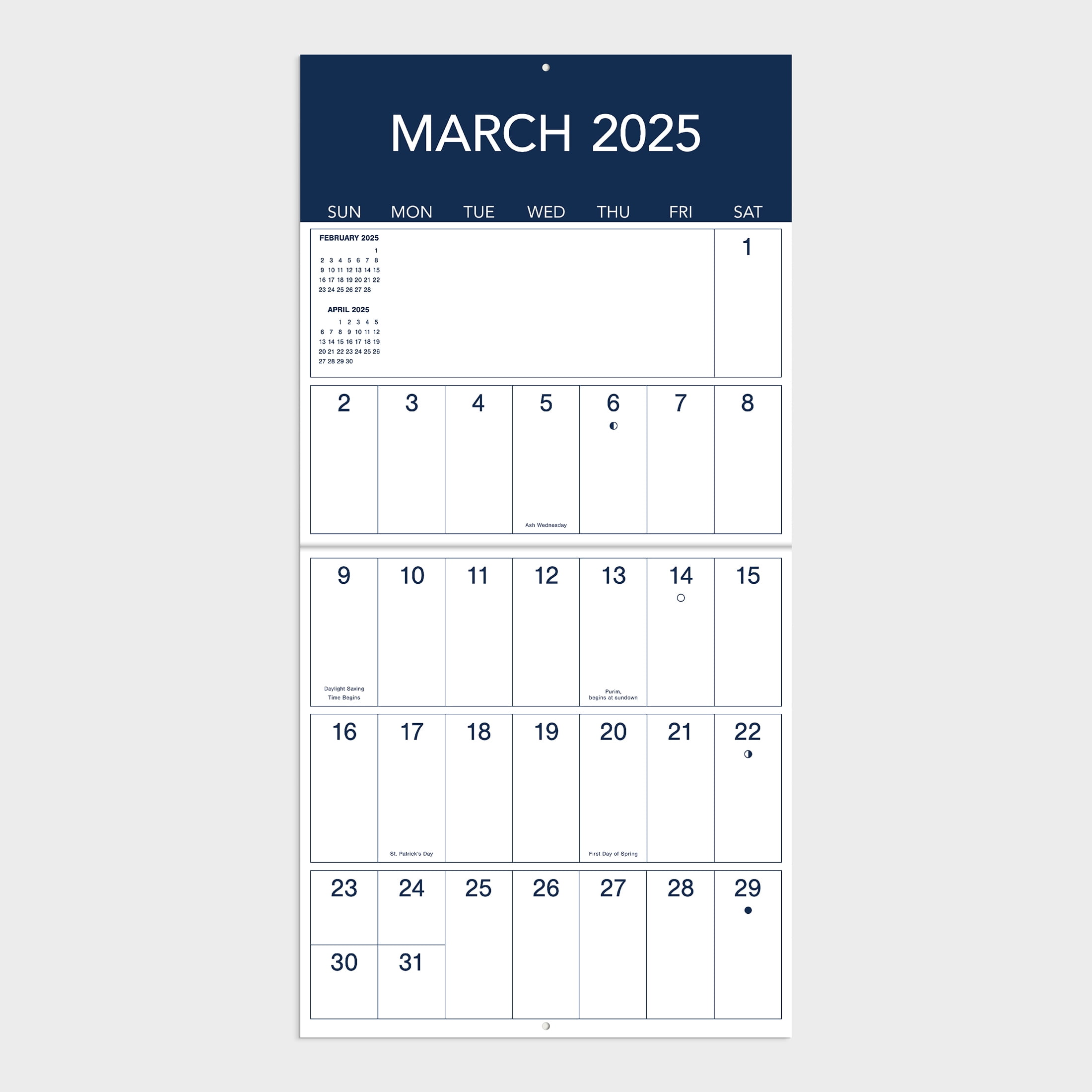 2025-12 Month Hanging Wall Calendar-Large Grid Blue-12x12 by Dayspring
