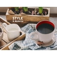 thumbnail image 4 of MIAMIO - 6 x 350 ml Stoneware Coffee Mug/Cup Set - Le Papillon Collection (White-Red), 4 of 7