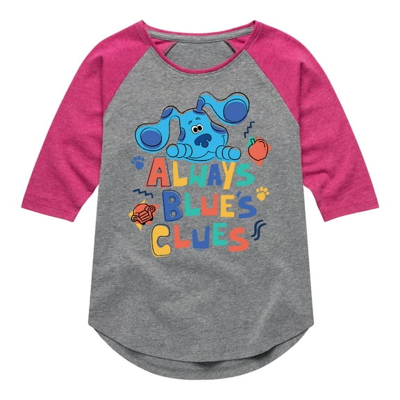 Blue's Clues & You! - Always Blue's Clues - Toddler & Youth Girls Raglan Graphic T-Shirt