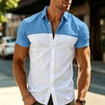 thumbnail image 5 of FRSASU Men's Casual Polo Shirt Short Sleeve Color Block Breathable Summer Golf Work Travel Beach Tops Blue, 5 of 7