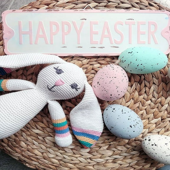 Cuddoll Animal Bunny Stuffed Amigurumi Organic Cotton Yarn Knitted Crochet Little Rabbit USA Handmade Perfect Occasional Gift on Easter Day