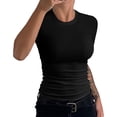 thumbnail image 4 of Summer Slim Fit Short Sleeve Women Crew Neck T Shirt, 4 of 4