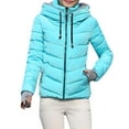 thumbnail image 3 of Jinhomg Women's Thick Hooded Down Jacket Thermal Cozy Long Sleeve Full-Zip Puffer Coat Fall Winter Plus Size Comfy Winterproof Outerwear with Pockets Blue L, 3 of 7