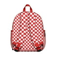 thumbnail image 3 of White Red Checkered Backpack Backpack for School,Cute School Bag,Schoolbag with Adjustable Shoulder Straps & Padded Back,13.8"x11.4"x6", 3 of 6