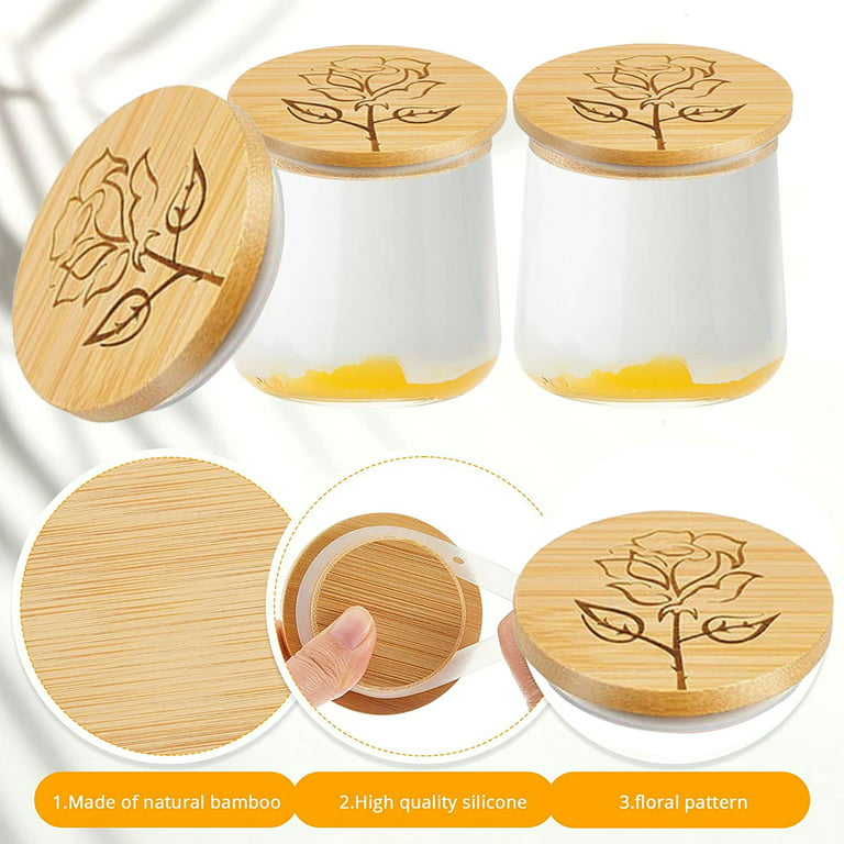 Raw Wood Lids for Oui Yogurt Jars Natural Lid for Glass Cups Craft  Containers Trinket Storage Craft Jars DIY Candle Jars & Tops 