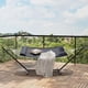 thumbnail image 3 of |7074|relax in style: 2-person standing hammock con pp cotton pad & pillow - gris oscuro comfort para ultimate lounging experience|, 3 of 10